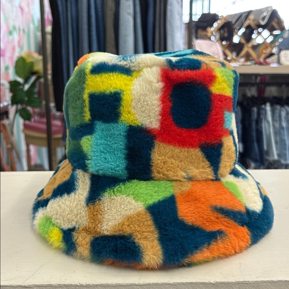 Odiva Alphabet Colorful Faux Fur Bucket Hat Adjustable Size